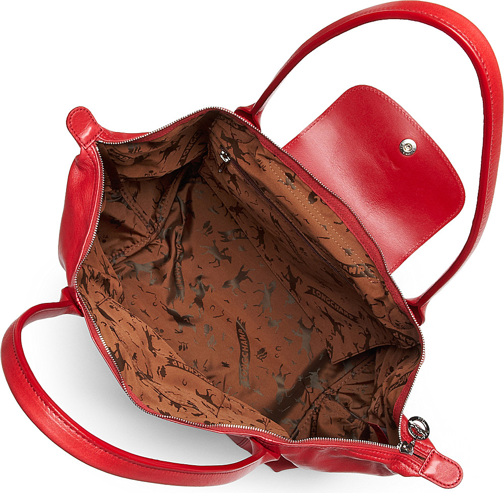 Longchamp Le Pliage Cuir Shoulder Bag in Red Lyst