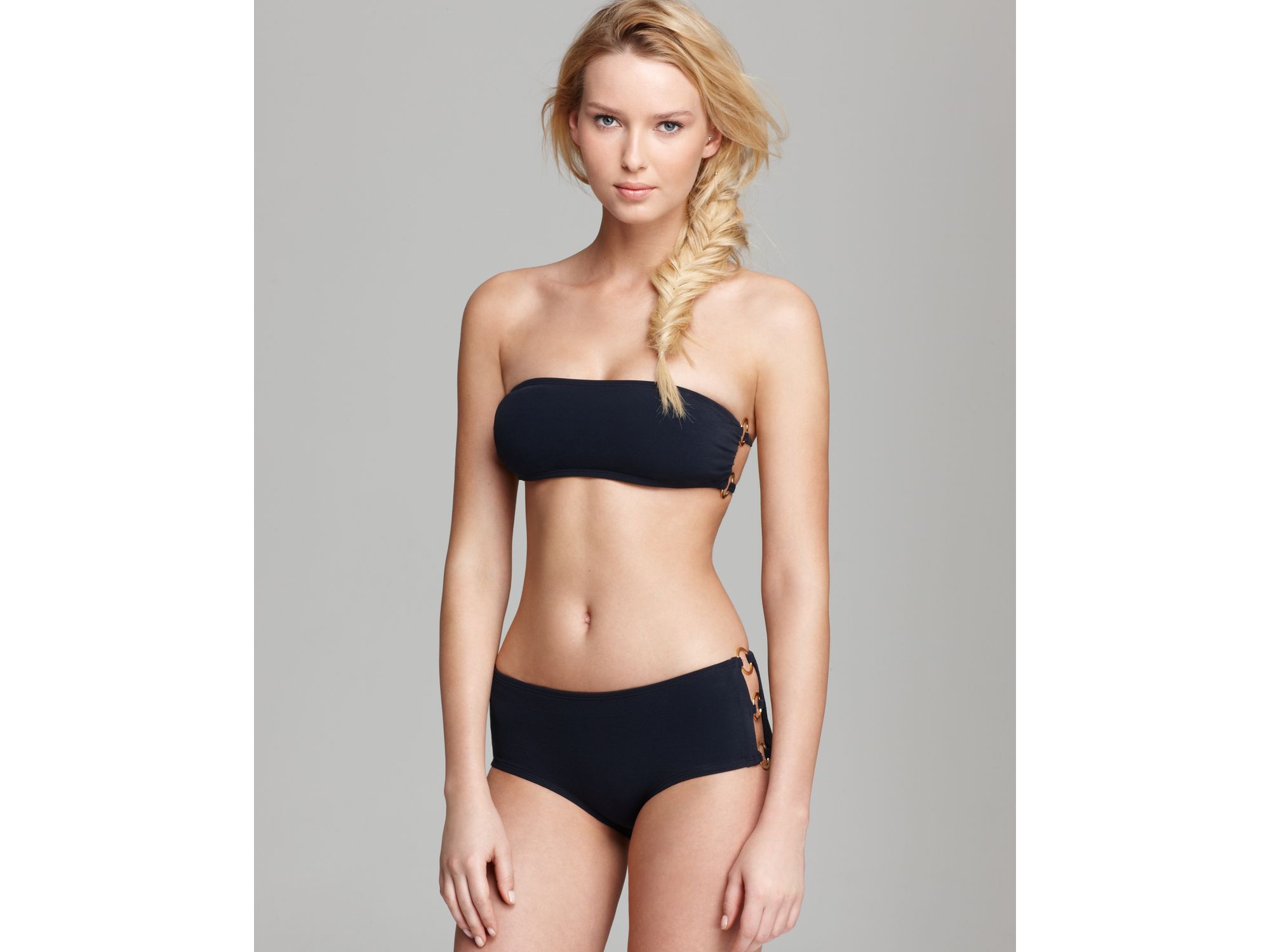 Lyst Michael Kors Ring Cutout Bandeau Bikini Set In Blue