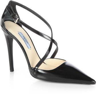 Prada Leather Crisscross Pumps - Lyst