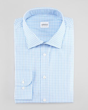 Armani Modernfit Check Dress Shirt - Lyst