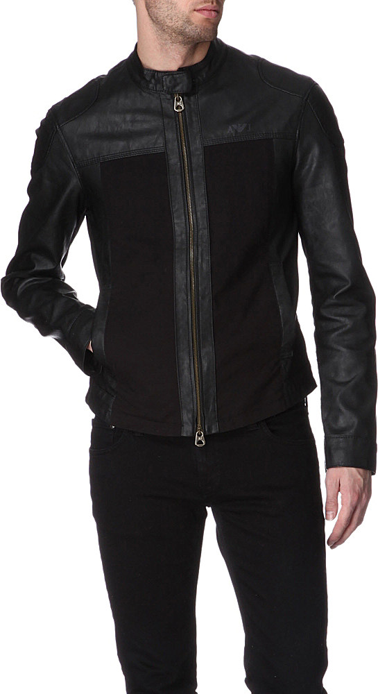 Armani Jeans Eco Faux Leather Jacket in Black for Men | Lyst