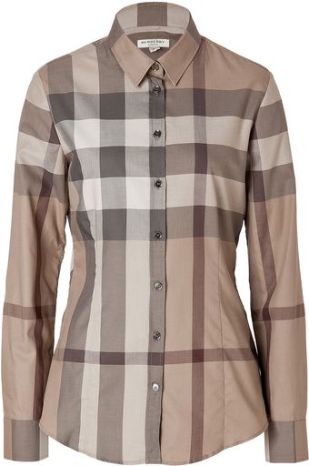 Burberry Cotton Check Shirt in Smoked Trench - Lyst