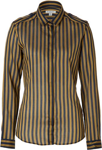 Burberry Cottonsilk Striped Shirt in Tourmaline Yellow - Lyst
