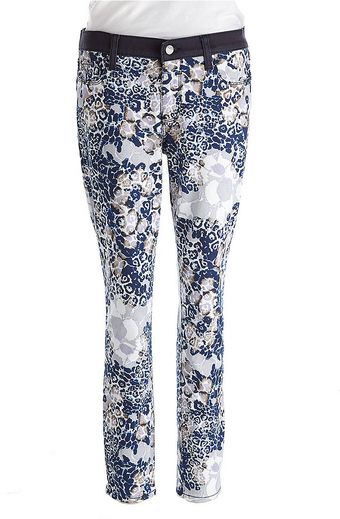 DKNY Cropped Floral Print Jeans - Lyst
