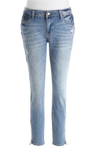DKNY City Skinny Distressed Cropped Jeans - Lyst