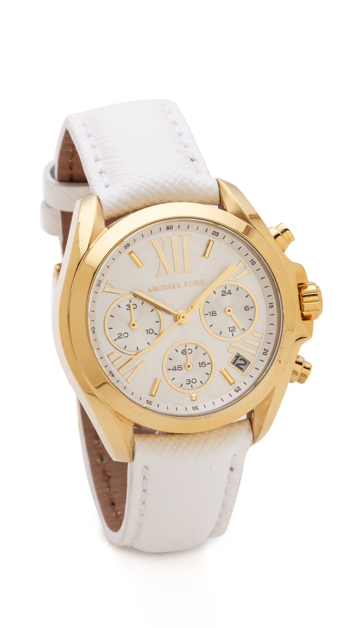 Michael Kors Leather Bradshaw Watch in White (null)