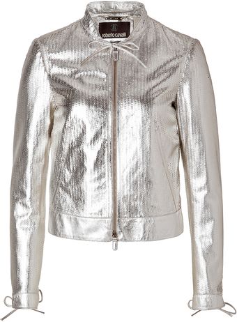 Roberto Cavalli Metallic Leather Jacket  - Lyst