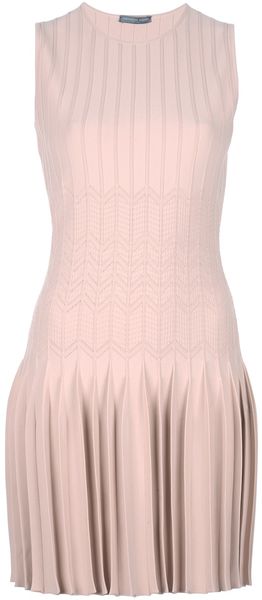 Alexander McQueen Chevron Knit Skater Dress - Lyst