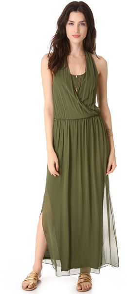 Alice + Olivia Mora Wrap Front Halter Dress - Lyst