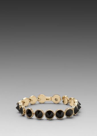 House Of Harlow Black Is The New Tennis Bracelet in Metallic Gold - Lyst