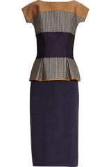 Lela Rose Jacquard and Crepe Peplum Dress