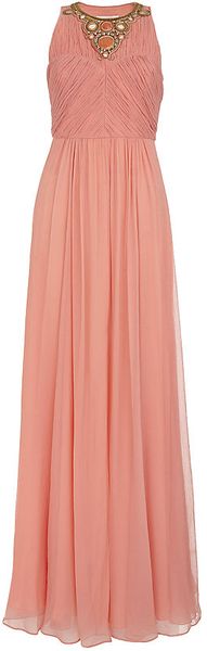 Matthew Williamson Embellished Crinkle Chiffon Gown In Pink Lyst