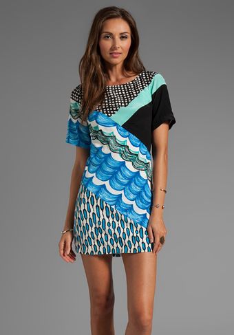 Tracy Reese Silk Prints Spliced Shift Dress in Blue - Lyst