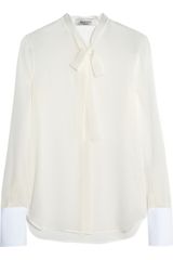 Valentino Silk Georgette and Cotton Piqué Blouse