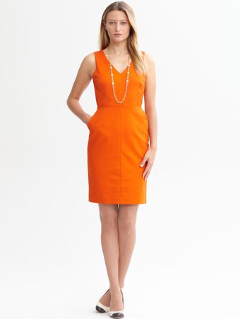 Banana Republic Orange Piped V Neck Sheath - Lyst