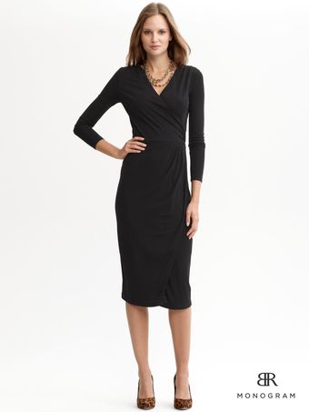 Banana Republic Monogram Knit Faux Wrap Dress - Lyst