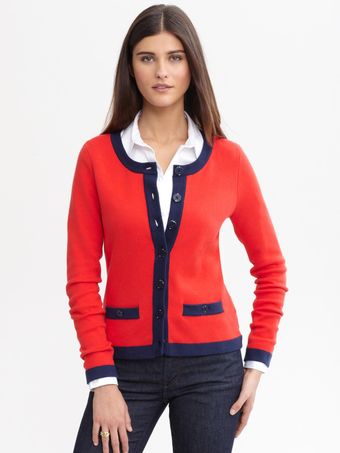 Banana Republic Tipped Sweater Jacket - Lyst