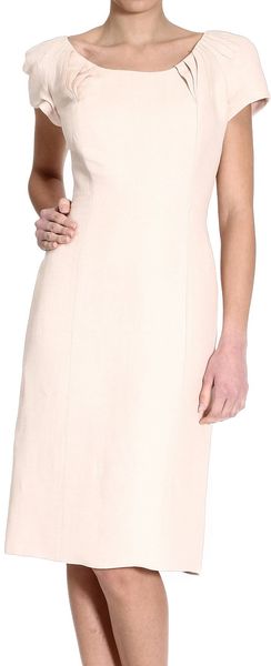 Giorgio Armani Short Sleeve Wide Neck Linen Mixed Dress - Lyst