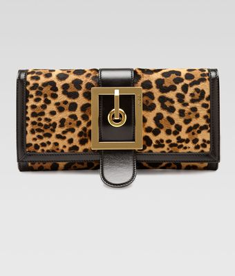 Gucci Lady Buckle Jaguarprint Clutch - Lyst