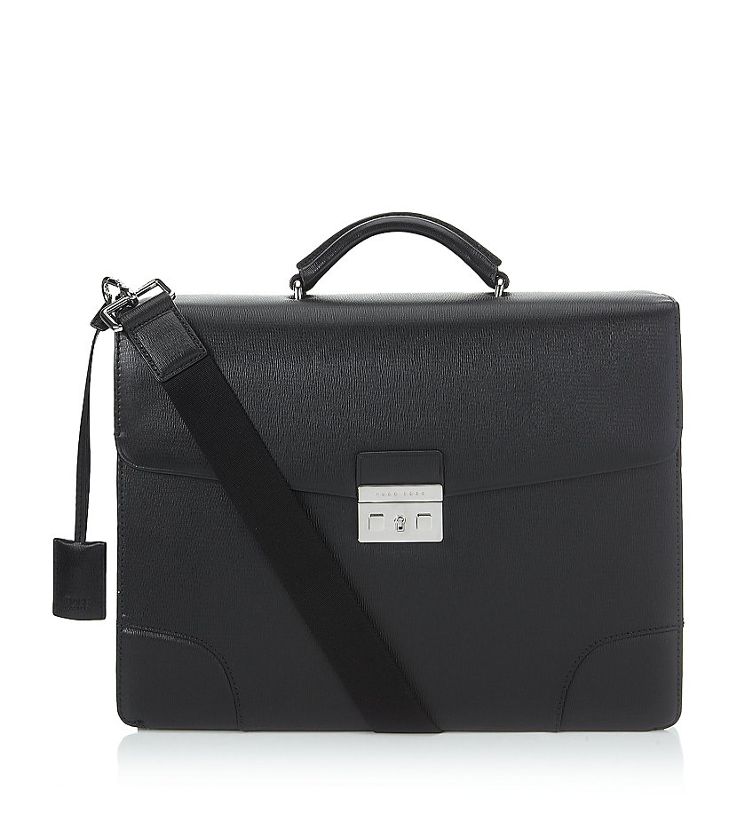 boss leather briefcase