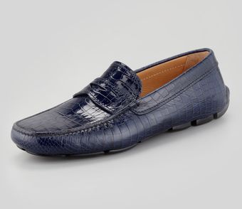 Prada Crocodil Estamped Penny Driver - Lyst