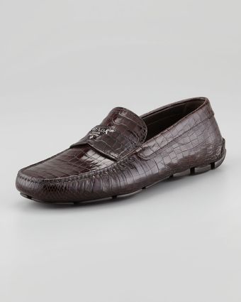 Prada Crocodile Embossed Driver - Lyst