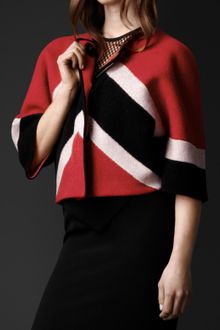 Burberry Chevron Stripe Wool Cashmere Jacket - Lyst