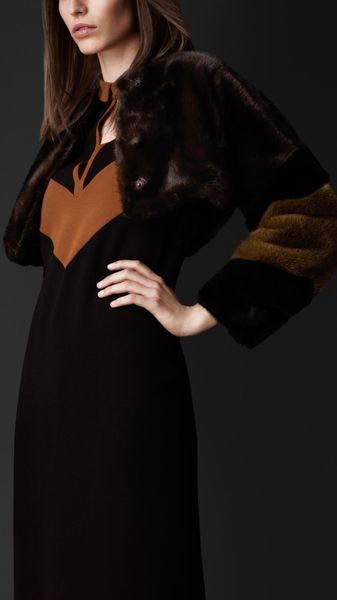 Burberry Chevron Stripe Mink Jacket - Lyst