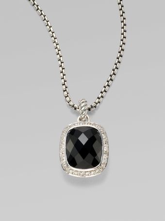 David Yurman Onyx Diamond Sterling Silver Necklace - Lyst