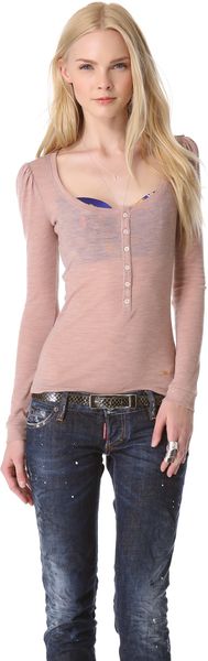 DSquared2 Rib Wool Henley - Lyst