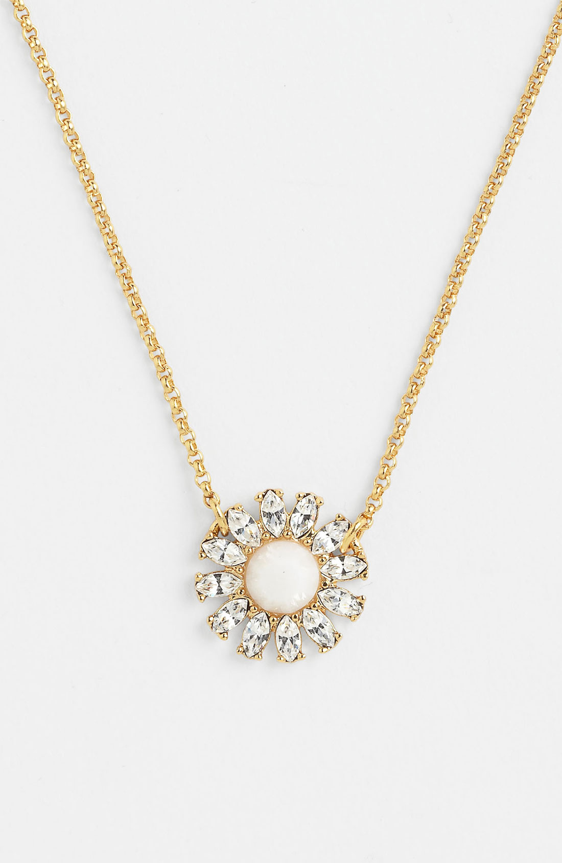 Kate Spade Estate Garden Pendant Necklace in White (clear/ white/ gold