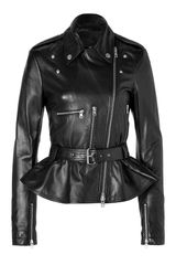 McQ by Alexander McQueen Leather Jacket with Peplum in Black