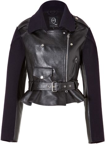 McQ by Alexander McQueen Wool Leather Peplum Biker Jacket - Lyst