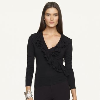 Ralph Lauren Black Label Jocelyn Ruffled Wrap Top - Lyst