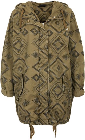 Topshop Aztec Print Ovoid Parka - Lyst