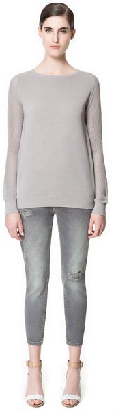 Zara Sweater with Openwork Sleeves - Lyst