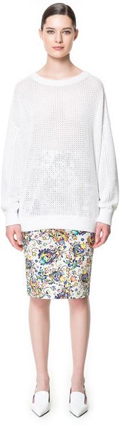 Zara Open Knit Boat Neck Sweater - Lyst