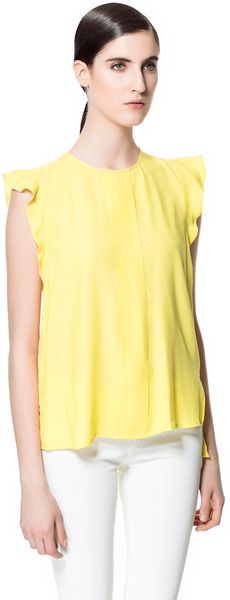 Zara Top with Ruffle Sleeves - Lyst