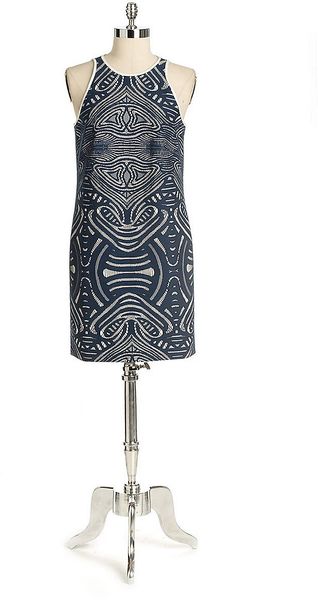 Nicole Miller Sleeveless Bonded Lace Dress - Lyst