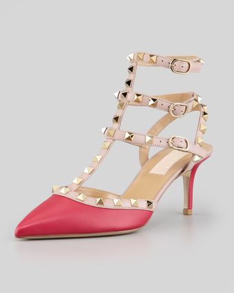 Valentino Rockstud Twotone Tstrap Pump - Lyst