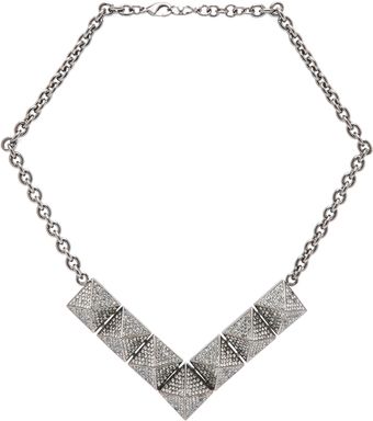 Valentino Large Single Threaded Black Pyramid Necklace in Ruthenium Black Diamond - Lyst