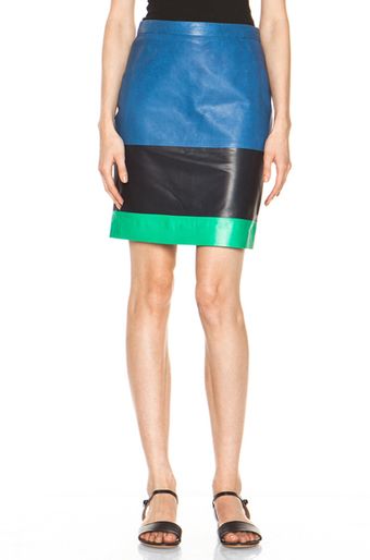 Boy by Band Of Outsiders Leather Skirt in Stripesblue - Lyst