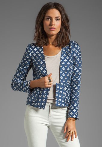 By Malene Birger Anchor Delight Ossalli Silk Print Blazer in Navy - Lyst