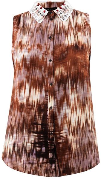 Elizabeth And James Julian Ikatprint Embellished Collar Blouse - Lyst