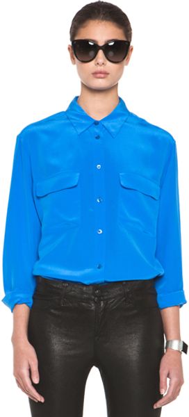 Equipment Signature Blouse in Blue - Lyst