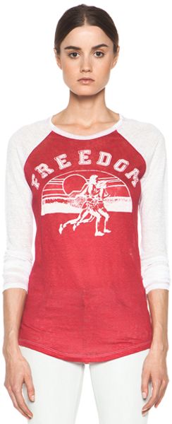 Etoile Isabel Marant Reed Freedom Linen Tee Shirt in Red - Lyst