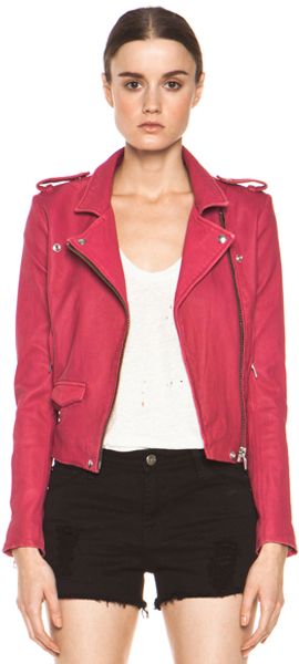 Iro Ashville Leather Moto Jacket in Pink - Lyst