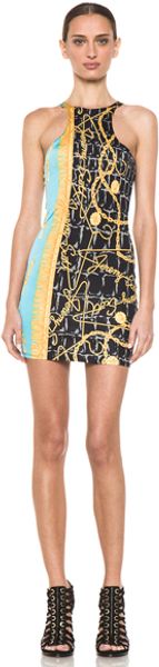 Jeremy Scott Racer Front Dress in Yellowblueabstract - Lyst