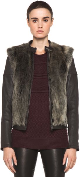 Neil Barrett Fur Biker Coat in Brown - Lyst