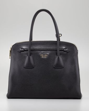 Prada Saffiano Doublezip Medium Shoulder Bag - Lyst